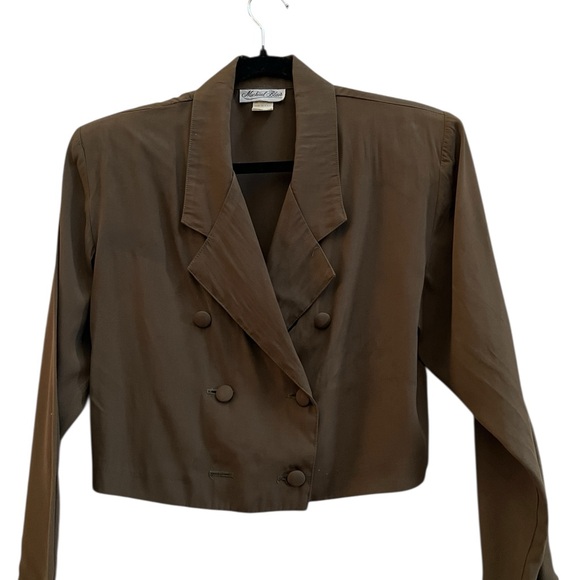 Michael Blair Jackets & Blazers - Vintage Michael Blair Bolero Cropped Blazer Olive Green Double Breasted 90s